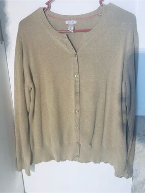 Old Navy Olive Green Button-Up Crewneck Cardigan